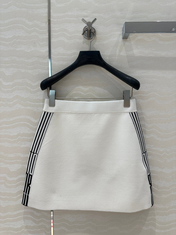 CD Short Skirt White Viscose Polyamide