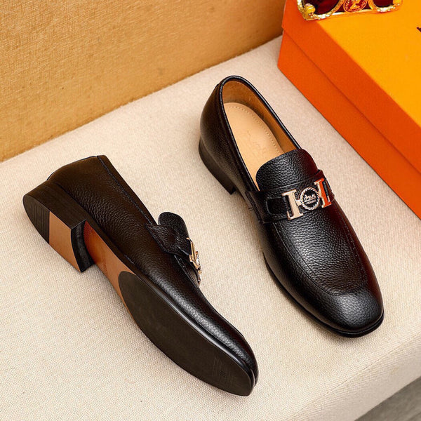 Mocassino da uomo HM in pelle di vacchetta nera 616500