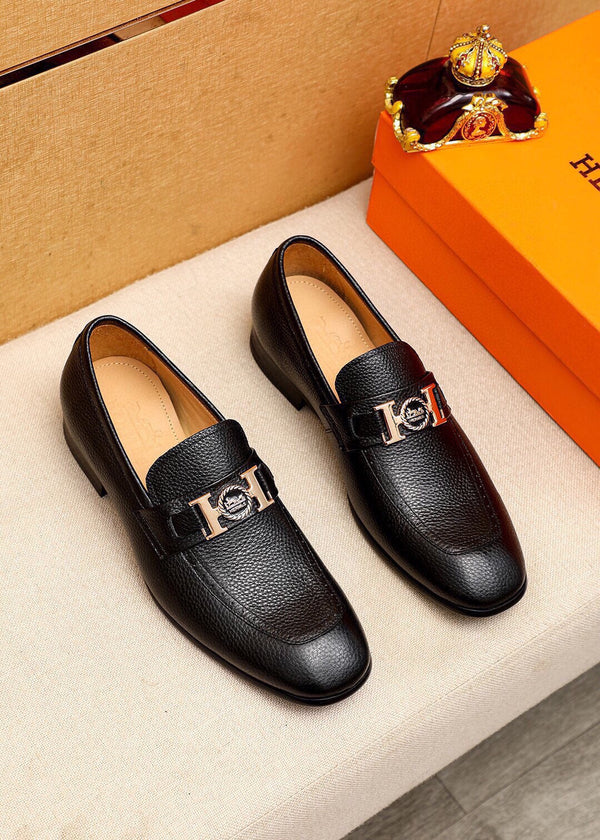Mocassino da uomo HM in pelle di vacchetta nera 616500