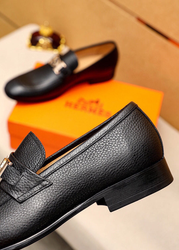 Mocassino da uomo HM in pelle di vacchetta nera 616500