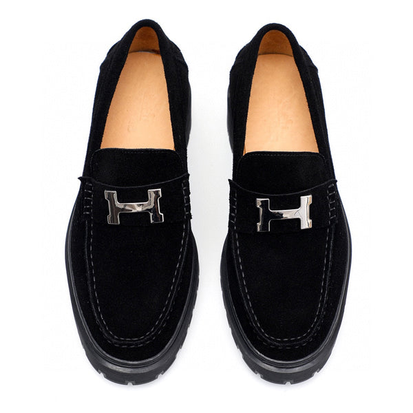 Mocassino da uomo HM in pelle scamosciata nera 616531