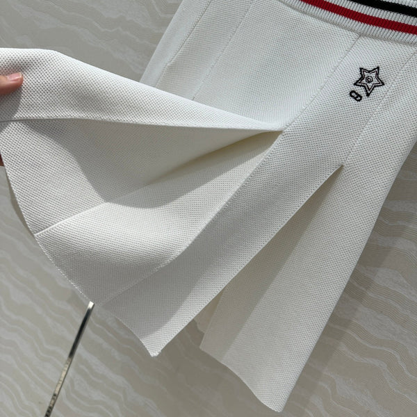 Gonna corta in maglia CD Sport in lino e seta bianca