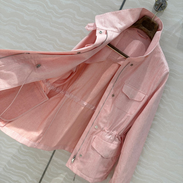 LP 25 Stand-up Collar Jacket Pink Linen 265162