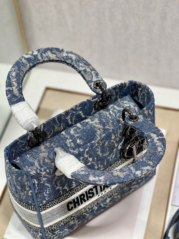 CD Denim Water Blue 24 Lady Dior Bag Canvas 336663