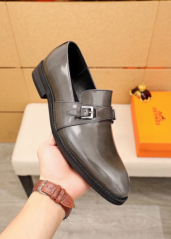 Mocassini da uomo HM in pelle verniciata grigio metallizzato 637348
