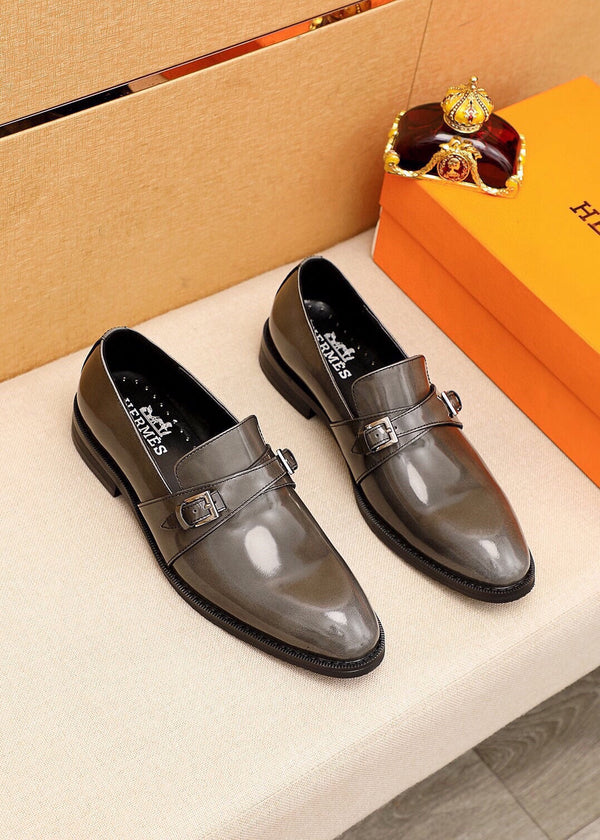 Mocassini da uomo HM in pelle verniciata grigio metallizzato 637348