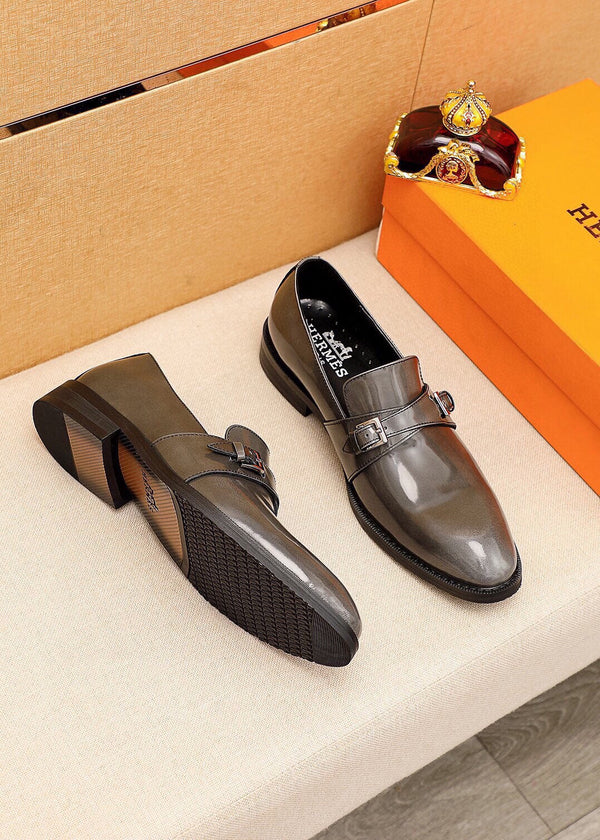 Mocassini da uomo HM in pelle verniciata grigio metallizzato 637348