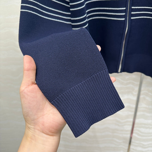 Giacca Gucci in maglia con cerniera in viscosa blu scuro