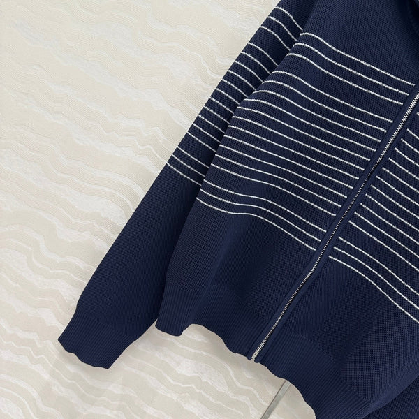 Giacca Gucci in maglia con cerniera in viscosa blu scuro