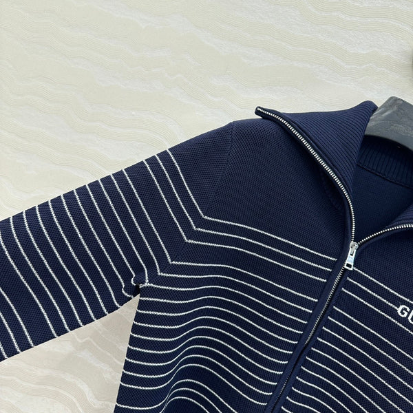 Giacca Gucci in maglia con cerniera in viscosa blu scuro