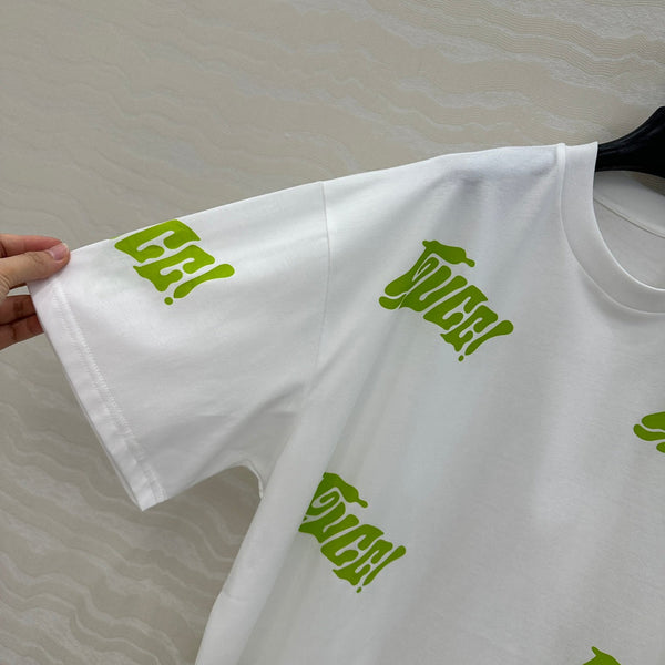 Gucci Short-sleeved T-shirt White Green Cotton