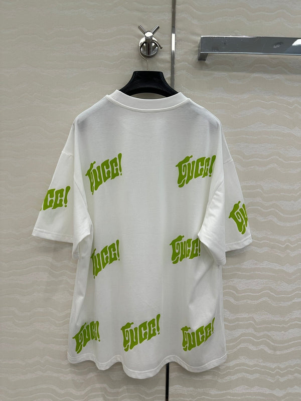 Gucci Short-sleeved T-shirt White Green Cotton