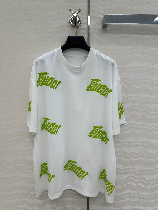 Gucci Short-sleeved T-shirt White Green Cotton