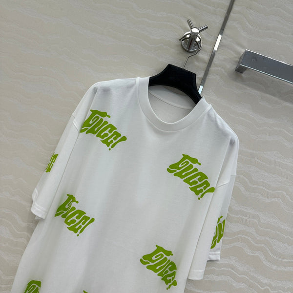 Gucci Short-sleeved T-shirt White Green Cotton