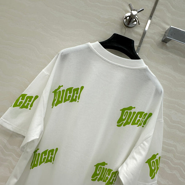 Gucci Short-sleeved T-shirt White Green Cotton