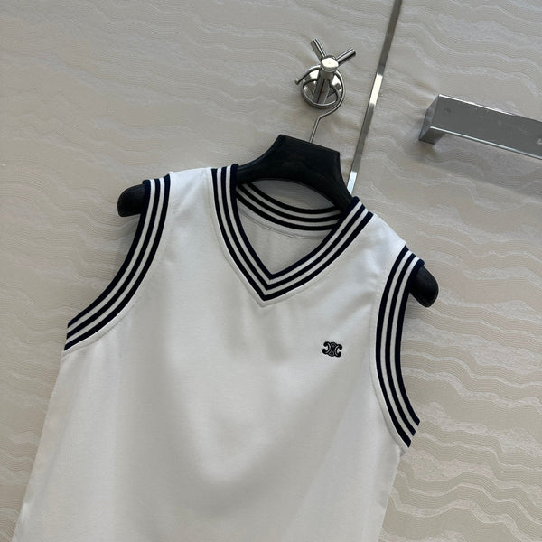 Celine Sports Vest Top White Cotton