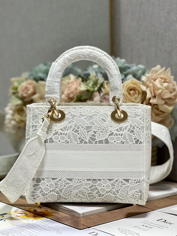 CD Mesh White 24 Lady Dior Bag Canvas 336703