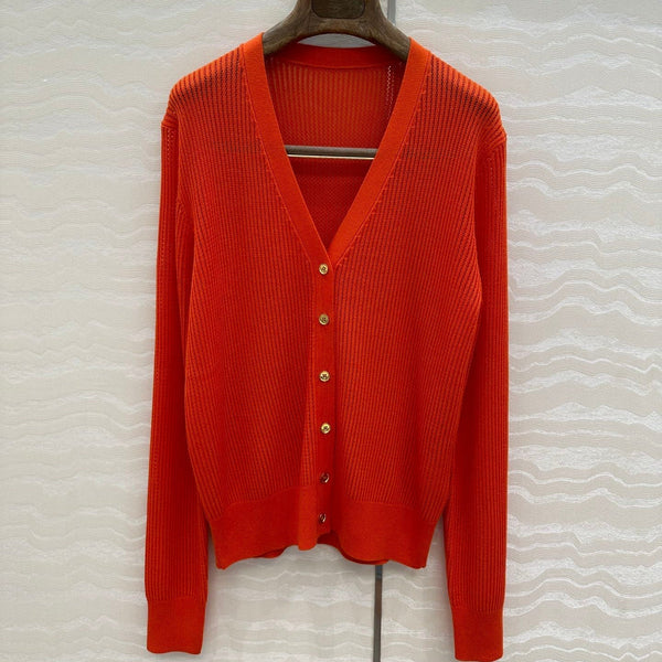 LP 25 V-neck Cardigan Burnt Orange Cotton 265179