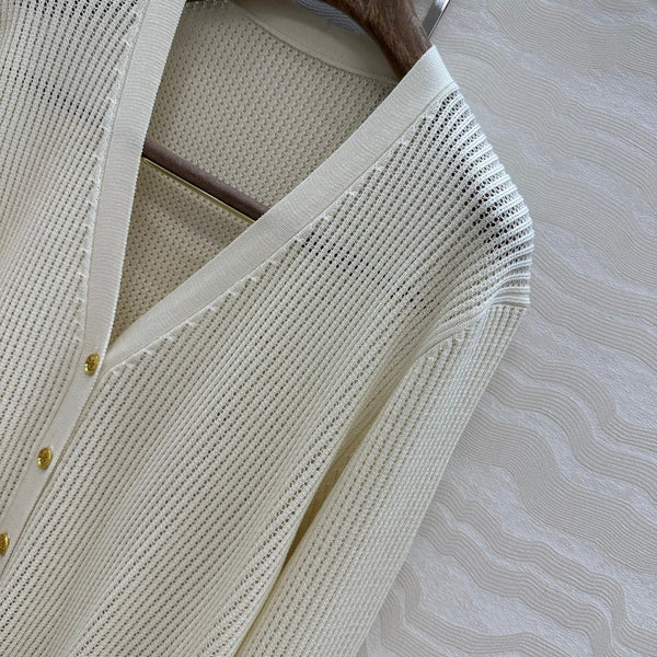 LP 25 V-neck Cardigan Cream Cotton 265177