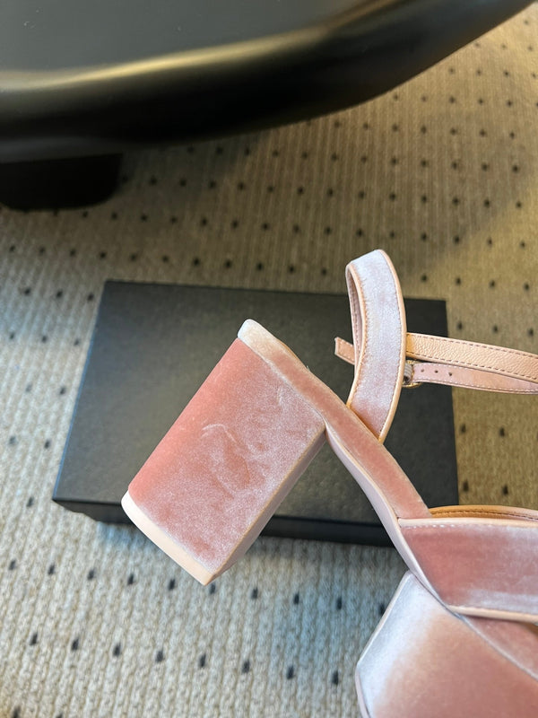 Sandali con plateau CC 25SS 5,5 cm in pelle di agnello rosa e velluto 319626