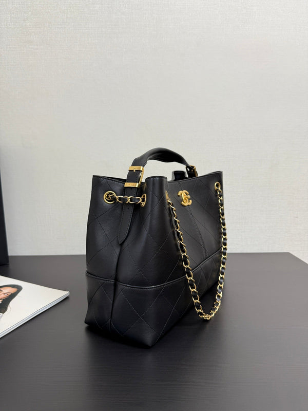 CC 25A Borsa piccola 36 cm in pelle di vitello nera