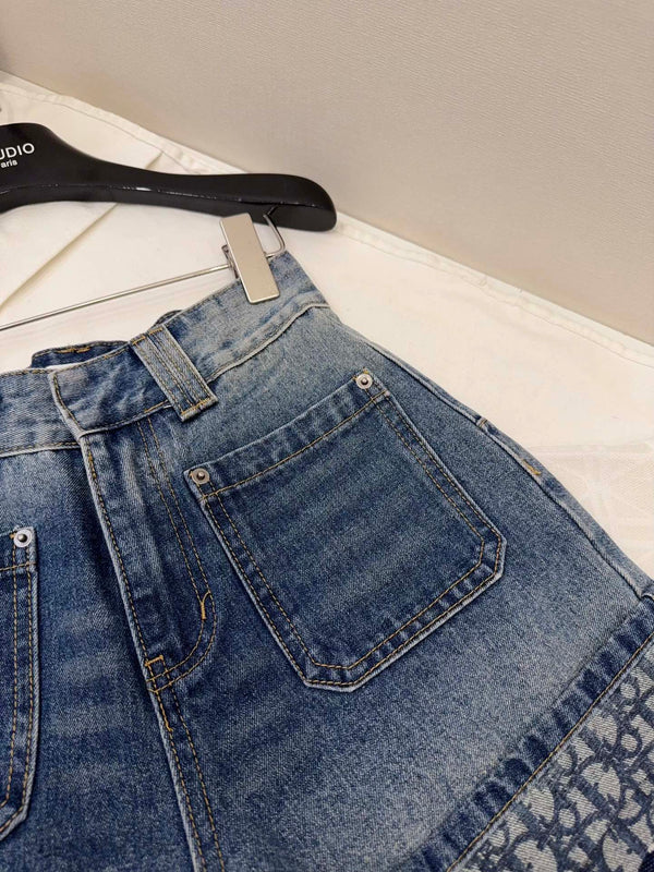 Pantaloncini in denim arrotolati CD blu cotone