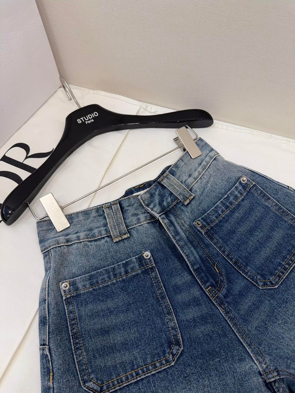 Pantaloncini in denim arrotolati CD blu cotone