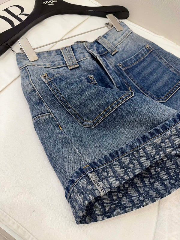 Pantaloncini in denim arrotolati CD blu cotone