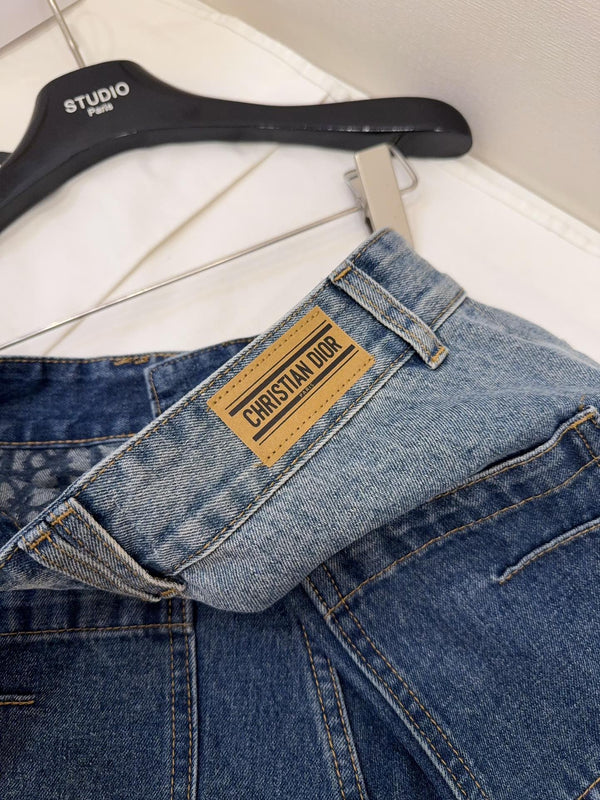 Pantaloncini in denim arrotolati CD blu cotone
