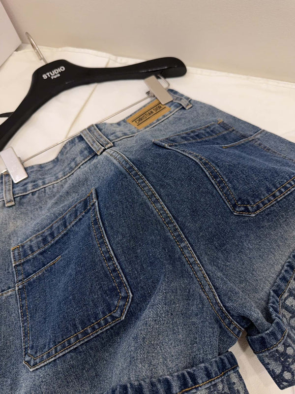 Pantaloncini in denim arrotolati CD blu cotone