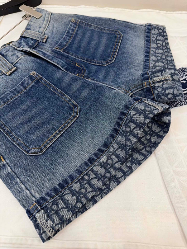 Pantaloncini in denim arrotolati CD blu cotone