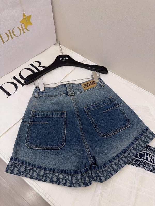 Pantaloncini in denim arrotolati CD blu cotone