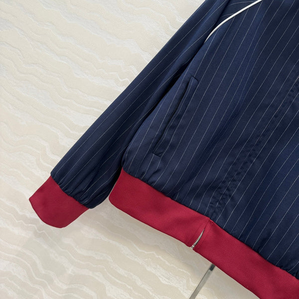 Miu Miu 25 Navy Blue Striped Jacket Polyester