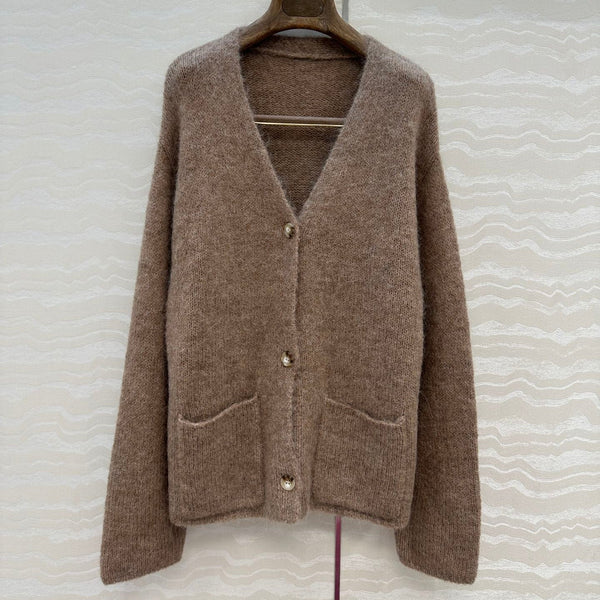 LP 25 V-neck Cardigan Brown Alpaca Wool 291829