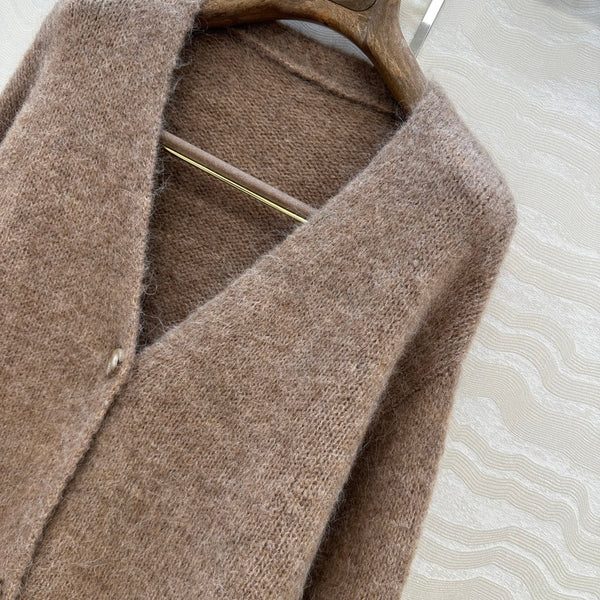 LP 25 V-neck Cardigan Brown Alpaca Wool 291829