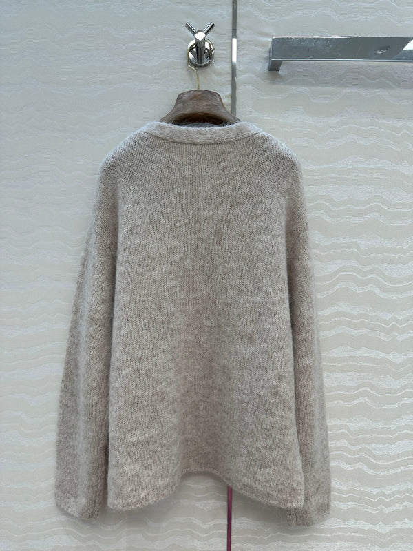LP 25 V-neck Cardigan Light Beige Grey Alpaca Wool 291827