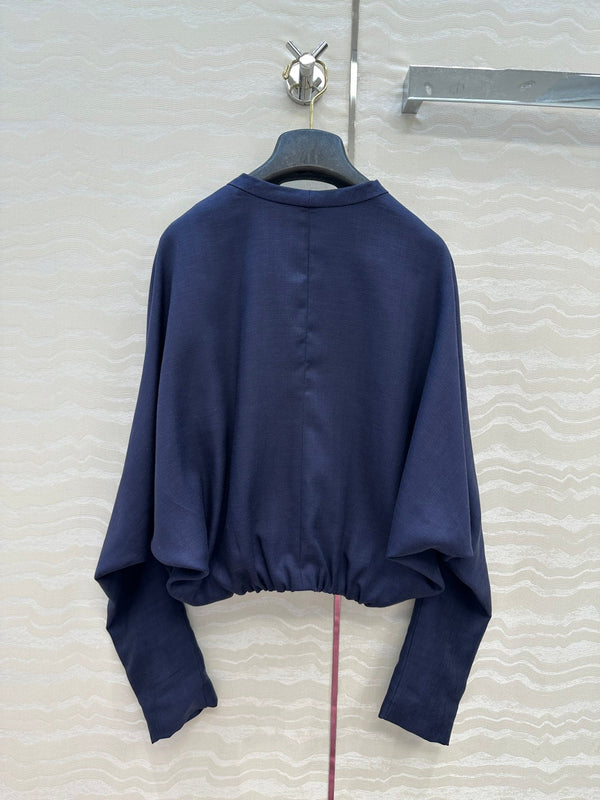 LP 25 V-neck Jacket Blue Tencel Linen 295398