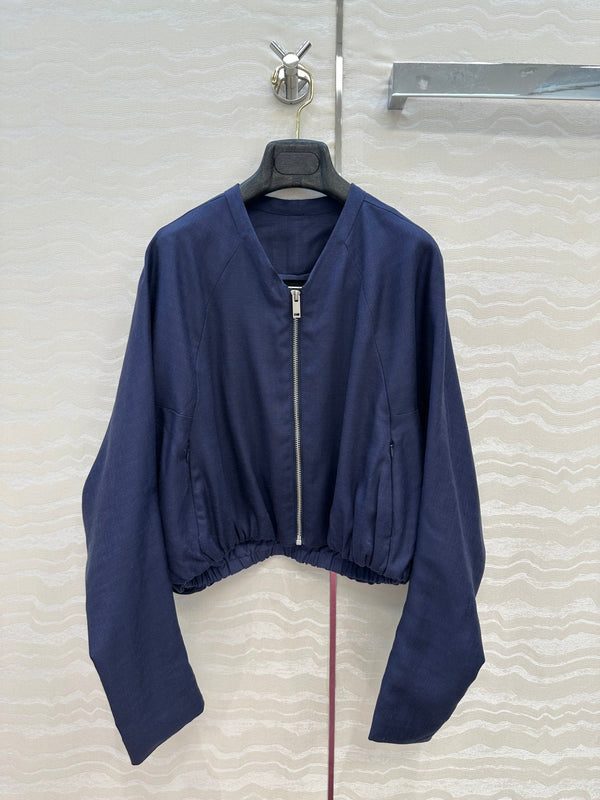 LP 25 V-neck Jacket Blue Tencel Linen 295398