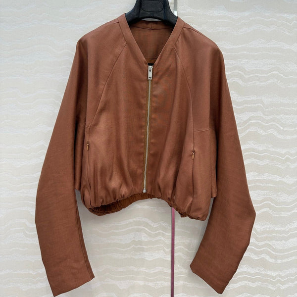 LP 25 V-neck Jacket Brown Tencel Linen 295400