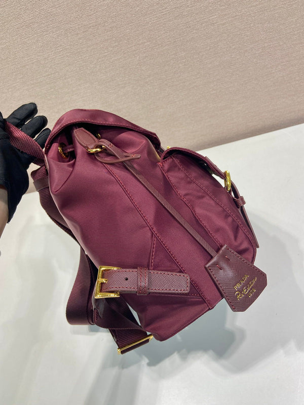 PRA backpack 28 burgundy nylon fabric gold hardware
