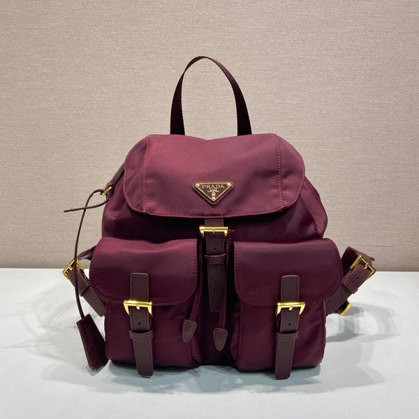 PRA backpack 28 burgundy nylon fabric gold hardware