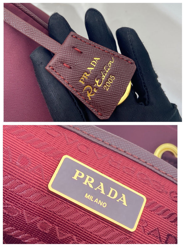 PRA bucket bag 19 burgundy nylon fabric 280831