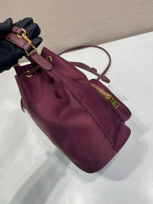 PRA bucket bag 23 burgundy nylon fabric 280826
