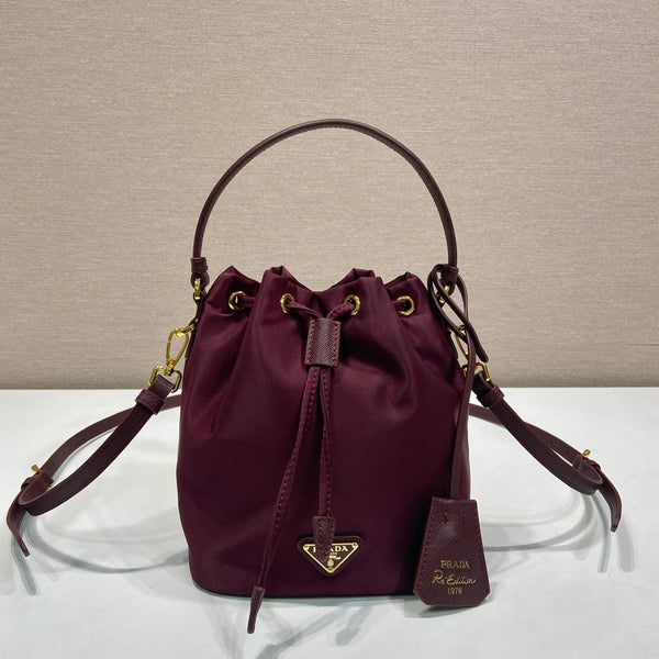 PRA bucket bag 19 burgundy nylon fabric 280831