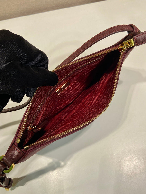 PRA vintage long shoulder bag burgundy nylon fabric