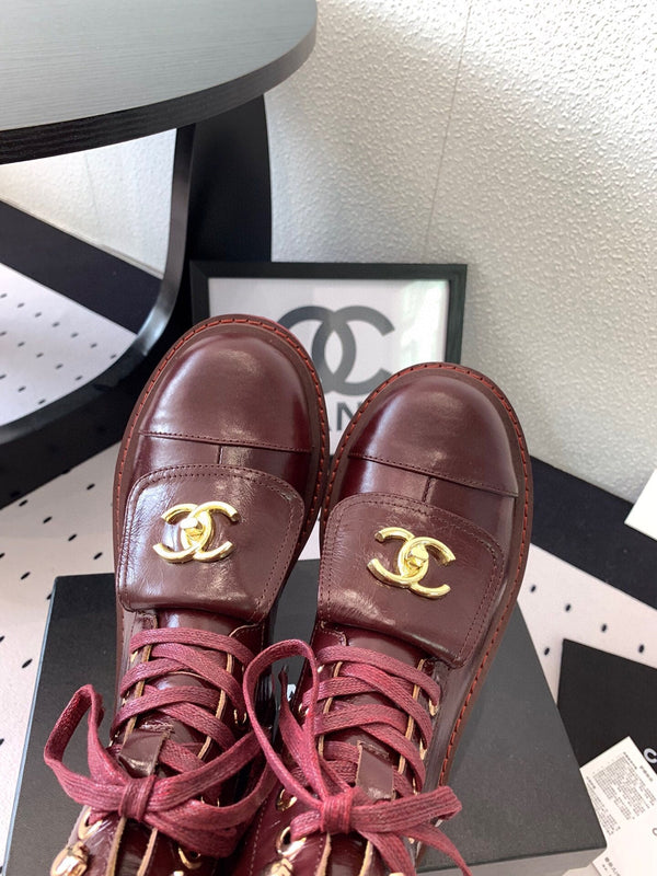 CC Split Toe Ankle Boot 40mm Burgundy Sheepskin Rubber GHW 432516