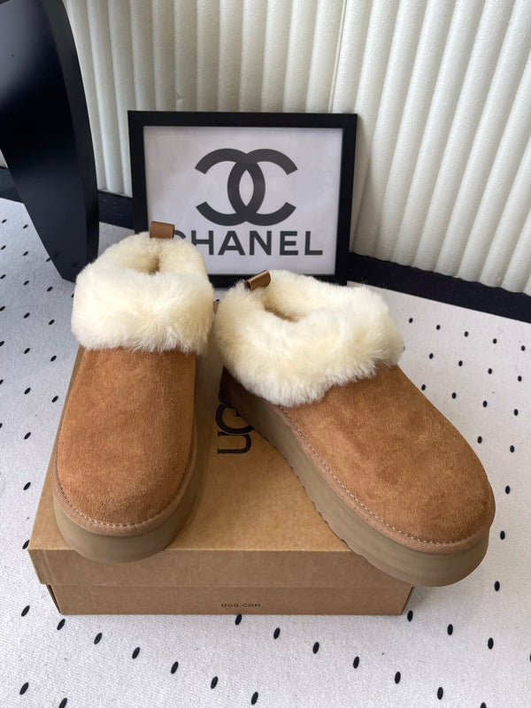 UGG Short Boots Tan Suede And Wool 514142