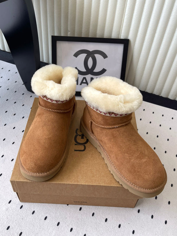 UGG Classic Ultra Mini Taslyn Boots Tan Suede And Wool 514144