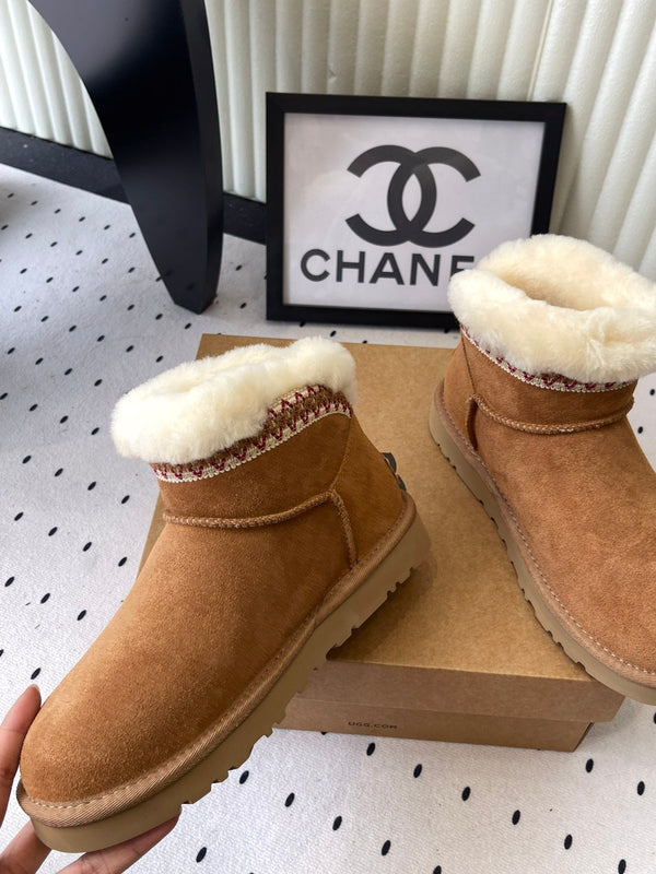 UGG Classic Ultra Mini Taslyn Boots Tan Suede And Wool 514144