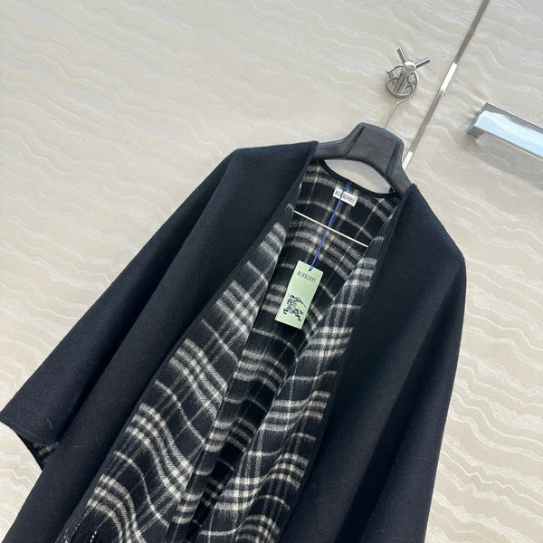 BBR 26S Reversible Check Fringe Poncho Cape 440912